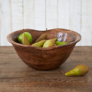 Natural Mango Wood Fruit Bowl Hand Carved Polished Wooden Bowl Fair Trade, Handmade and Sustainable Kitchenware Home Décor image 4