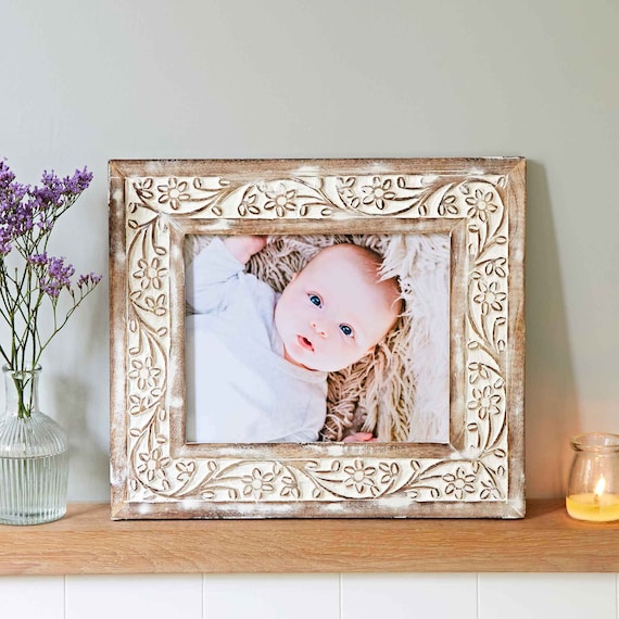 4X6 Rustic Wood Box Photo Frame White