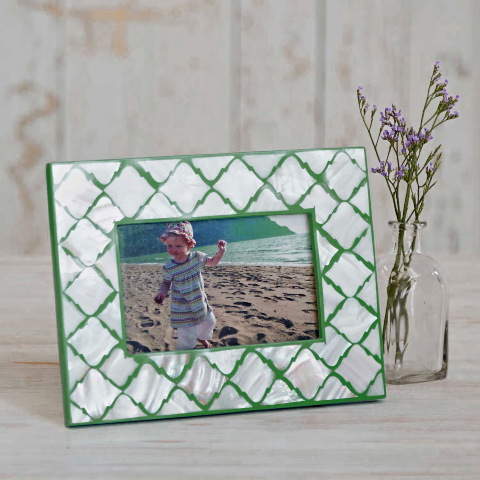 Mother Of Pearl Photo Frame 4x6 Picture Frame Blue And Etsy