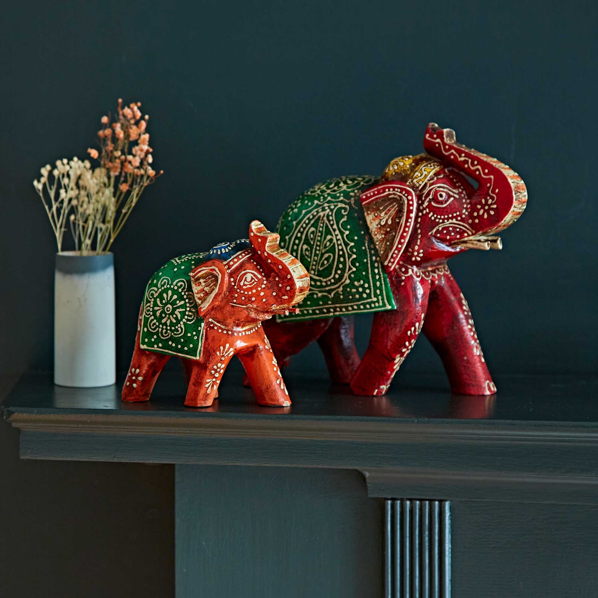 Elephant-Themed Wood Mini Jewelry Box from Bali - Sumatran Elephant