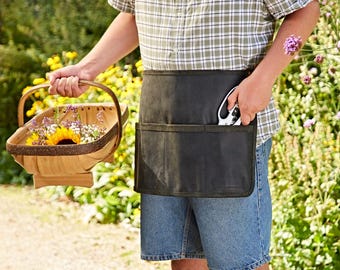 Reworked Personalised Black Buffalo Leather Tool Belt: Black Gardening Apron