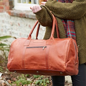 Reworked Personalised Leather Duffle Bag - Leather Holdall Bag - Overnight Travel Bag For Women And Men - Weekender Bag