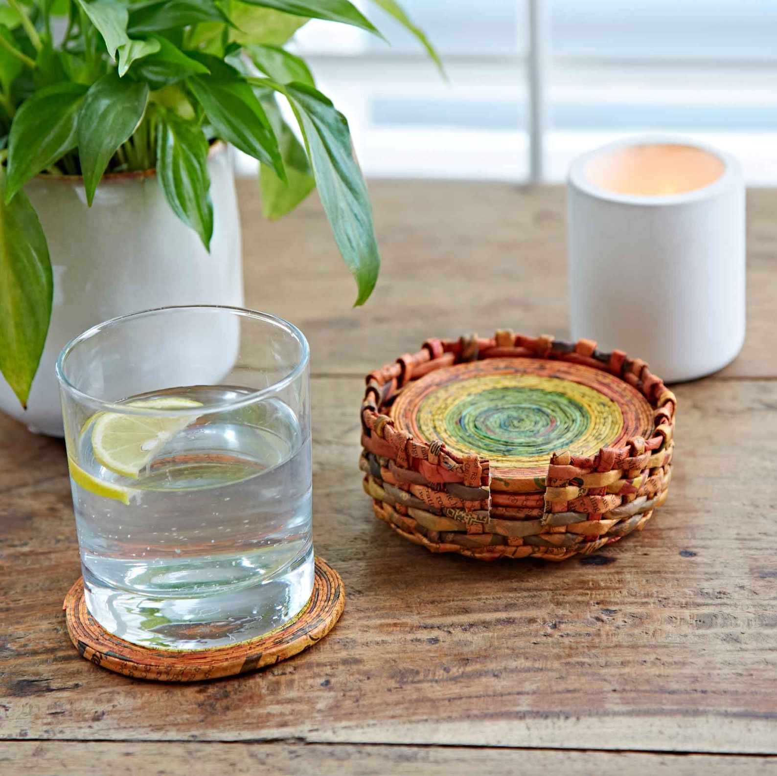 Recycled Newspaper Coaster Set of Six Multicoloured Coasters Etsy UK