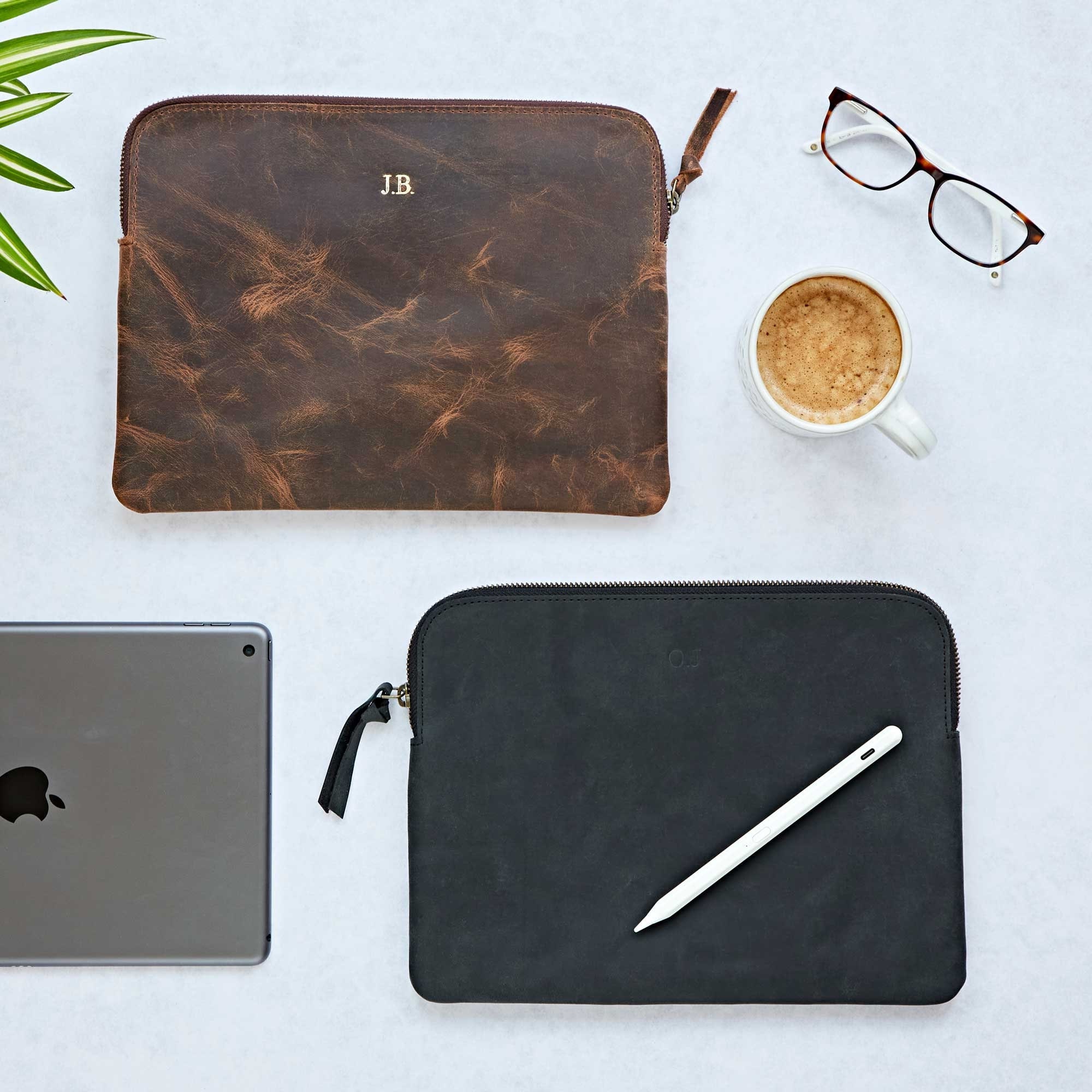 Personalised Buffalo Leather iPad Case - Rustic Tablet Sleeve - Galaxy Tablet Cover - Personalized iPad Cover - Durable E-Reader Case
