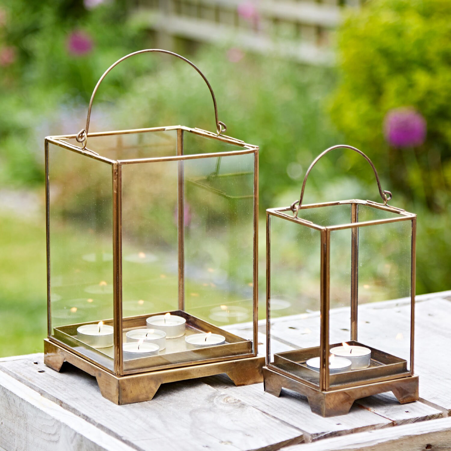 Handmade Candle Lantern - Antique Effect Brass - Storm Lantern - For …