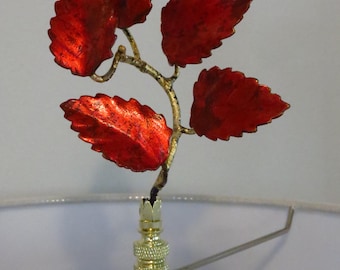 Vintage Hollywood Regency Italian Gold Leaf Tole Leaf Lamp Finial, Retro Modern, Luxury, a single.