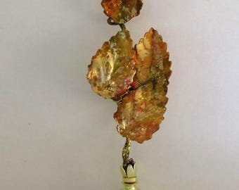 Vintage Hollywood Regency Italian Gold Leaf Tole Leaf Lamp Finial, Retro Modern, Luxury, a single.