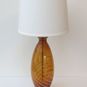 Custom made Retro Inspired Blown Glass Lamp, Bright Copper and White Swirl by C. Damien Fox