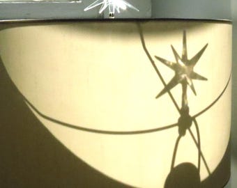 Copper Tipped Lucite Starburst Lamp Finial, Crystal Clear Sunburst, Mid Century Style