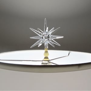 Retro Modern Lucite Starburst Table Lamp Finials, Crystal Clear, Large, Stunning Focal Point, Exclusively by C. Damien Fox