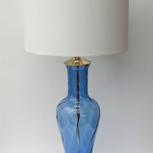 Vintage Italian Cornflower Blue Glass Lamp.