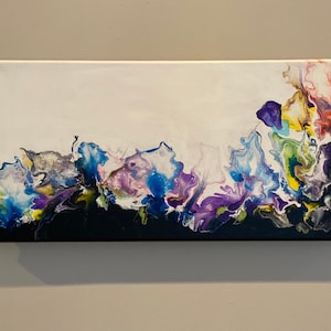 Peinture acrylique fluide originale, peinture hollandaise Pour, fleurs, décoration de la chambre, bel art liquide, peinture abstraite