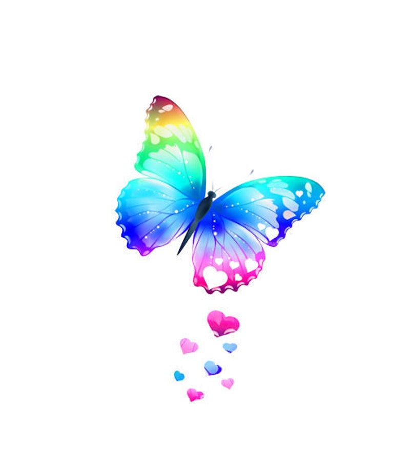 Rainbow Butterfly Png With SVG - Etsy