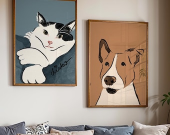 Custom Dog Portrait Painting from Photo HAND DRAWN ILLUSTRATION by Artist Personalized Puppy Adoption New Pet Owner Pet Loss Memorial Gift