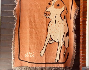 Blanket Custom Dog Portrait Painting from Photo HAND DRAWN ILLUSTRATION by Artist Personalized Adoption New Pet Owner Pet Loss Memorial Gift