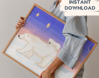 Mama Bear Nursery Art Print | Whimsical Kids Room Decor (Digital Download)