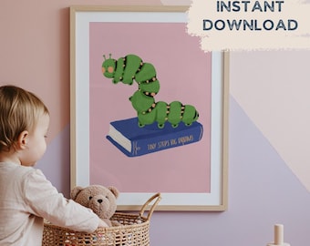 Caterpillar Nursery Print | Whimsical Kids' Room Wall Art (Digital Download)