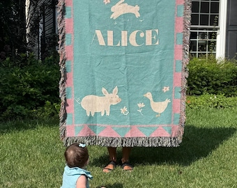 Personalized Baby Name Woven Blanket – Luxury Heirloom Nursery Gift