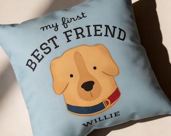 Custom Pet Portrait Pillow - My First Best Friend Dog Cat Cushion New Baby Shower Gift