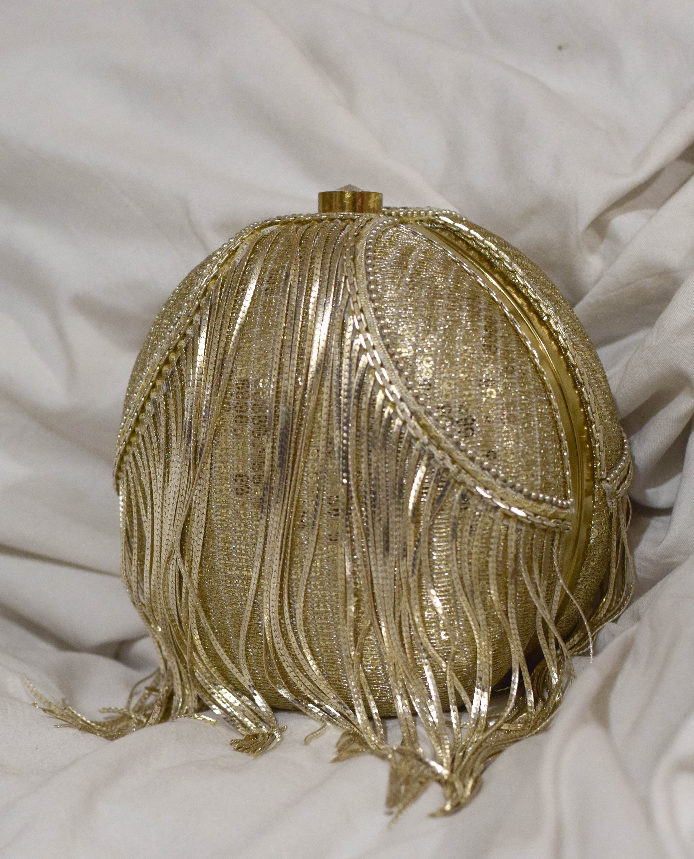 Golden Clutch Evening Clutch Round Minaudière Round Etsy