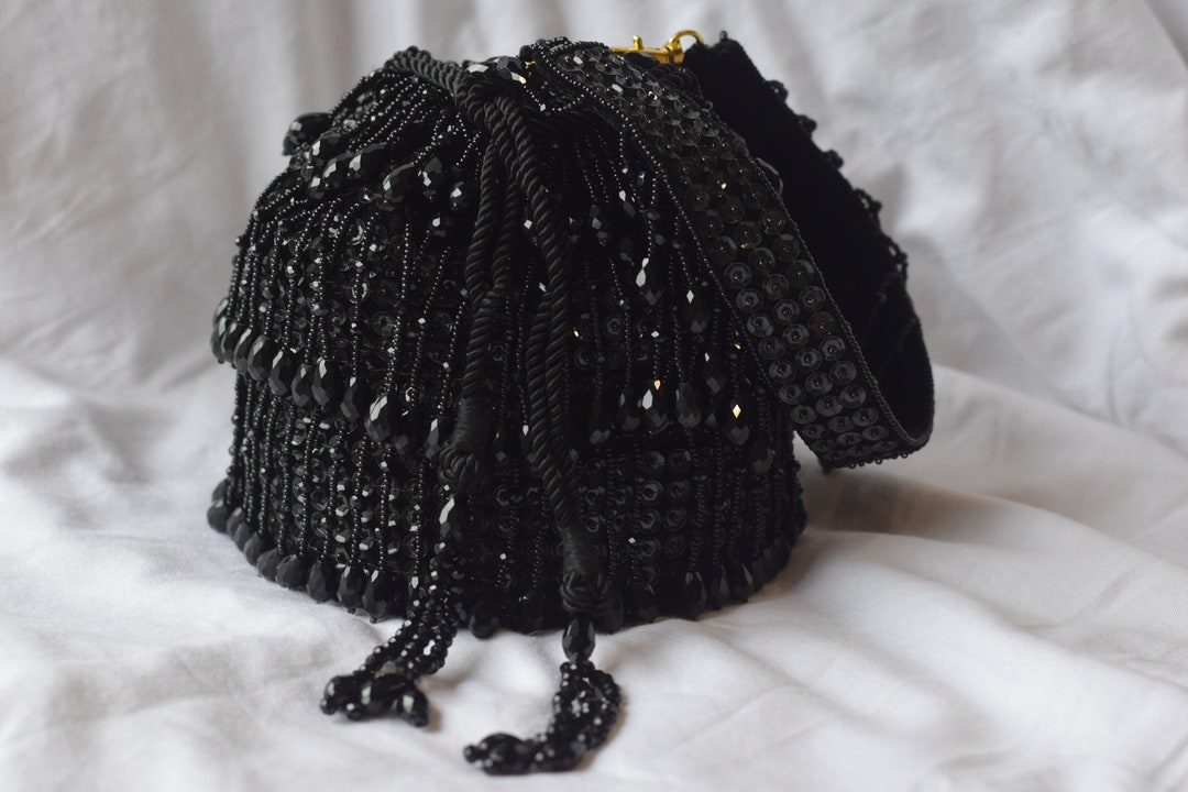 Crystal Embellished Bucket Bag, Evening Bag, Pink Bucket Bag, Sequin