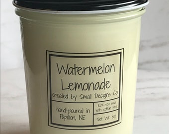 Watermelon Lemonade Soy Candle | Hand-Poured Candles | Small Batch Candles | Cotton Wick Candles