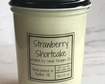 Strawberry Shortcake Soy Candle | Hand-Poured Candles | Small Batch Candles | Cotton Wick Candles