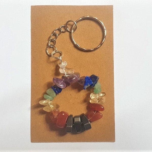 Chakra Keyring Bag Charm Gemstone Crystals, protection,Prosperity Success Reiki