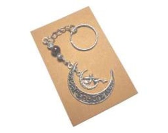 Garnet Fairy Moon Keyring Bag Charm,  Keychain