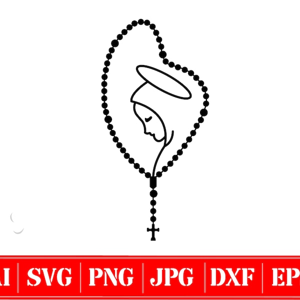 Our Lady Rosary Svg · Mary Rosary Svg · Rosary Svg · Ai, Eps, Jpg, Png, Svg, Dxf, Files For Cricut Machine,Instant Download