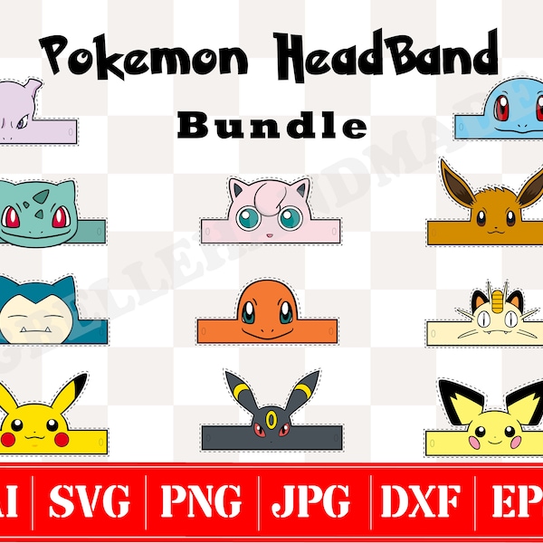 Party HeadBand Bundle Vector Svg · Pikachu Vector Bunddle Svg · Ai, Eps, Jpg, Png, Svg, Dxf, Files For Cricut Machine · Instant Download