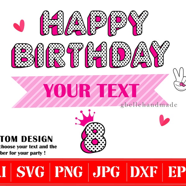 Happy Birthday Polka Dot Style Svg · Custom Birthday Dots Font Svg · Ai,Eps,Jpg,Png, Svg,Dxf, Files For Cricut Machine · Instant Download