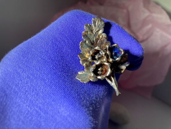 Vintage Pin Signed Flora Danica Sterling Silver Flower Brooch, Signed Eggert Denmark