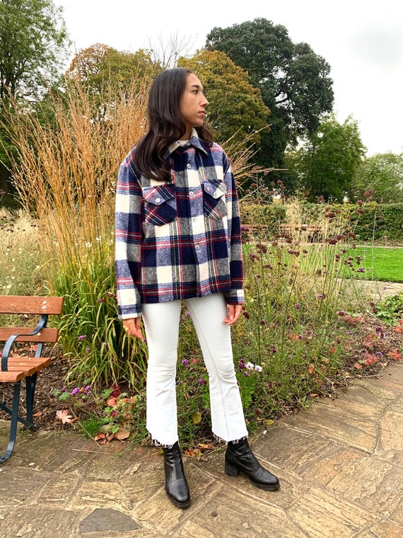 Vintage Checked Jacket / Checked Shirt/ S M L
