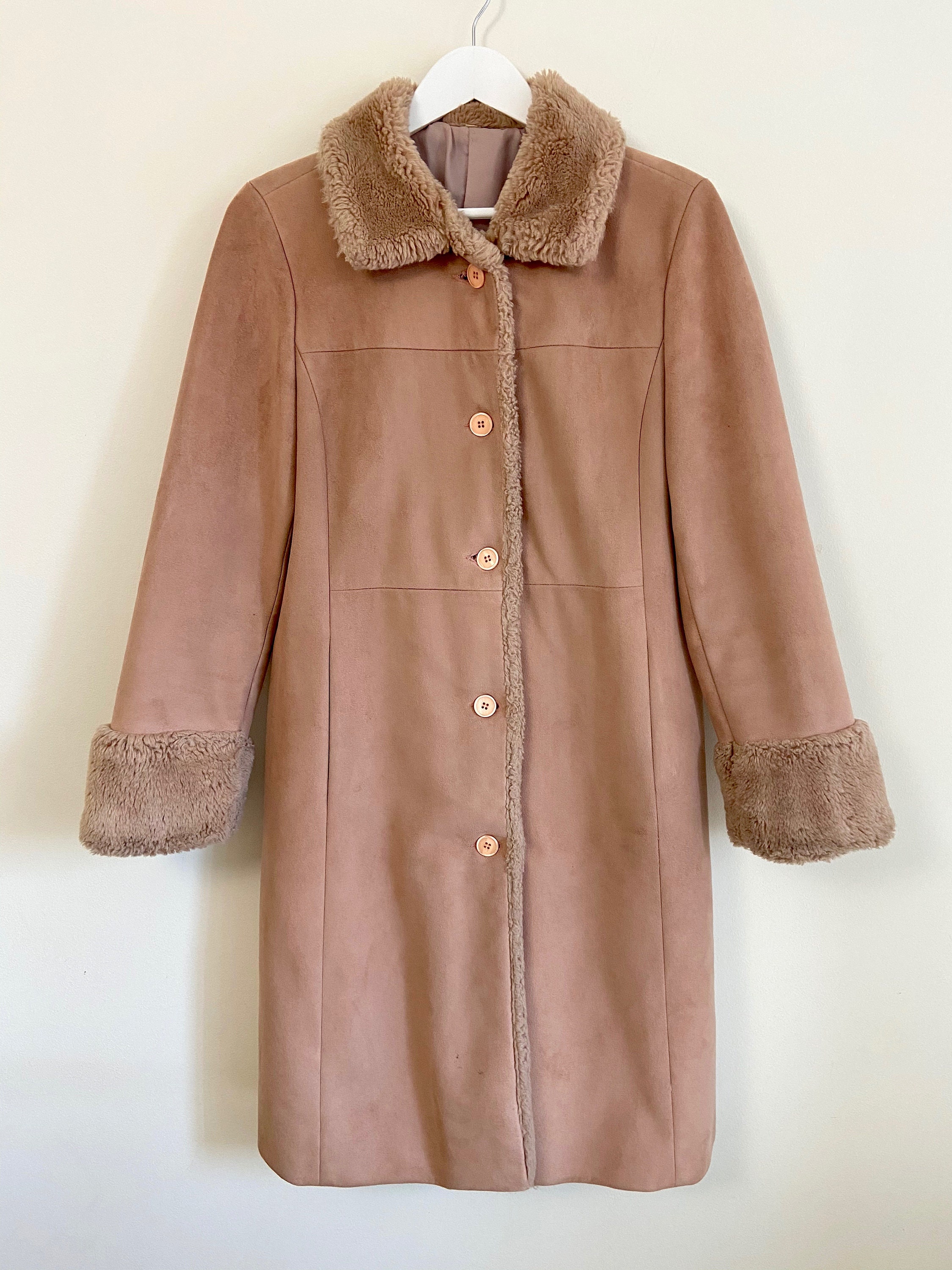 1960s Dusty Rose Pink Coat with Faux Fur Collar and Cuffs / | Etsy