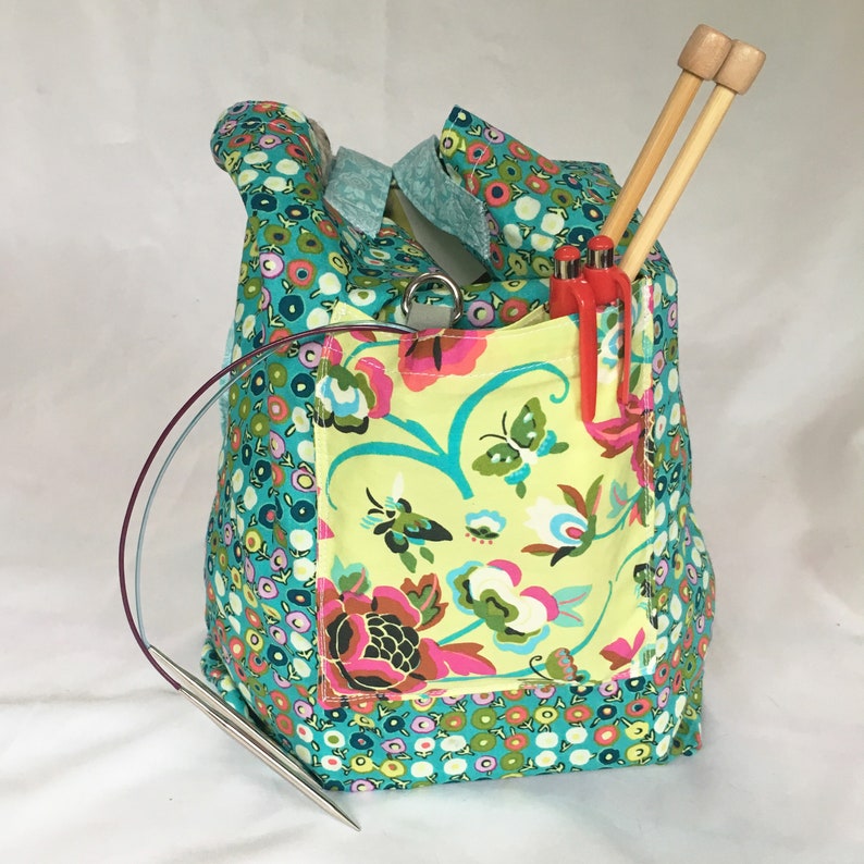 Foldaway Market Tote Shopping Project Knitting Bag Blue