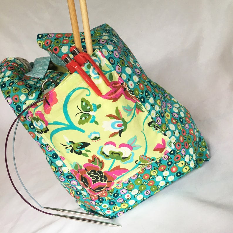 Foldaway Market Tote Shopping Project Knitting Bag Blue