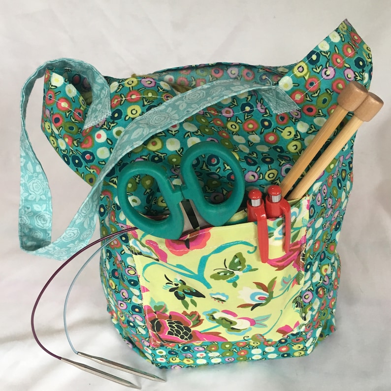 Foldaway Market Tote Shopping Project Knitting Bag Blue