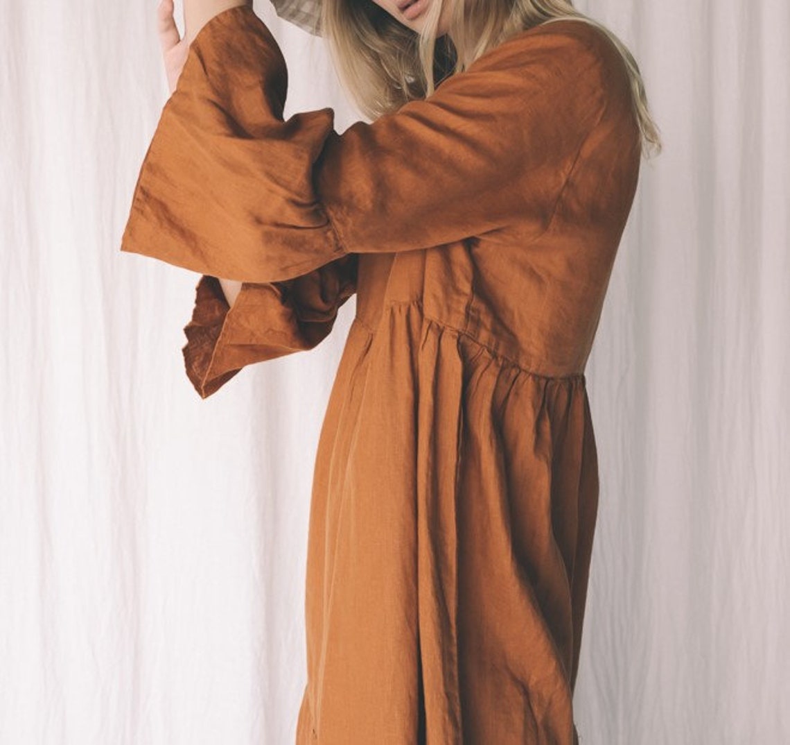 Casual Linen Tier Dress Pure Linen Dress Linen Dress In | Etsy