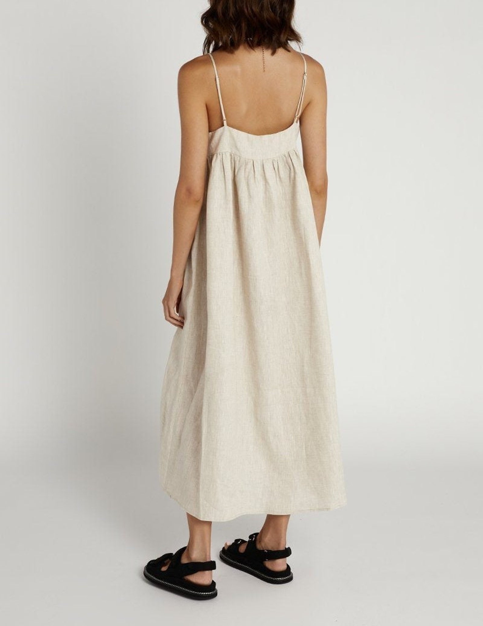 Casual Linen Dress Pure Linen Dress Linen Dress in Black Etsy