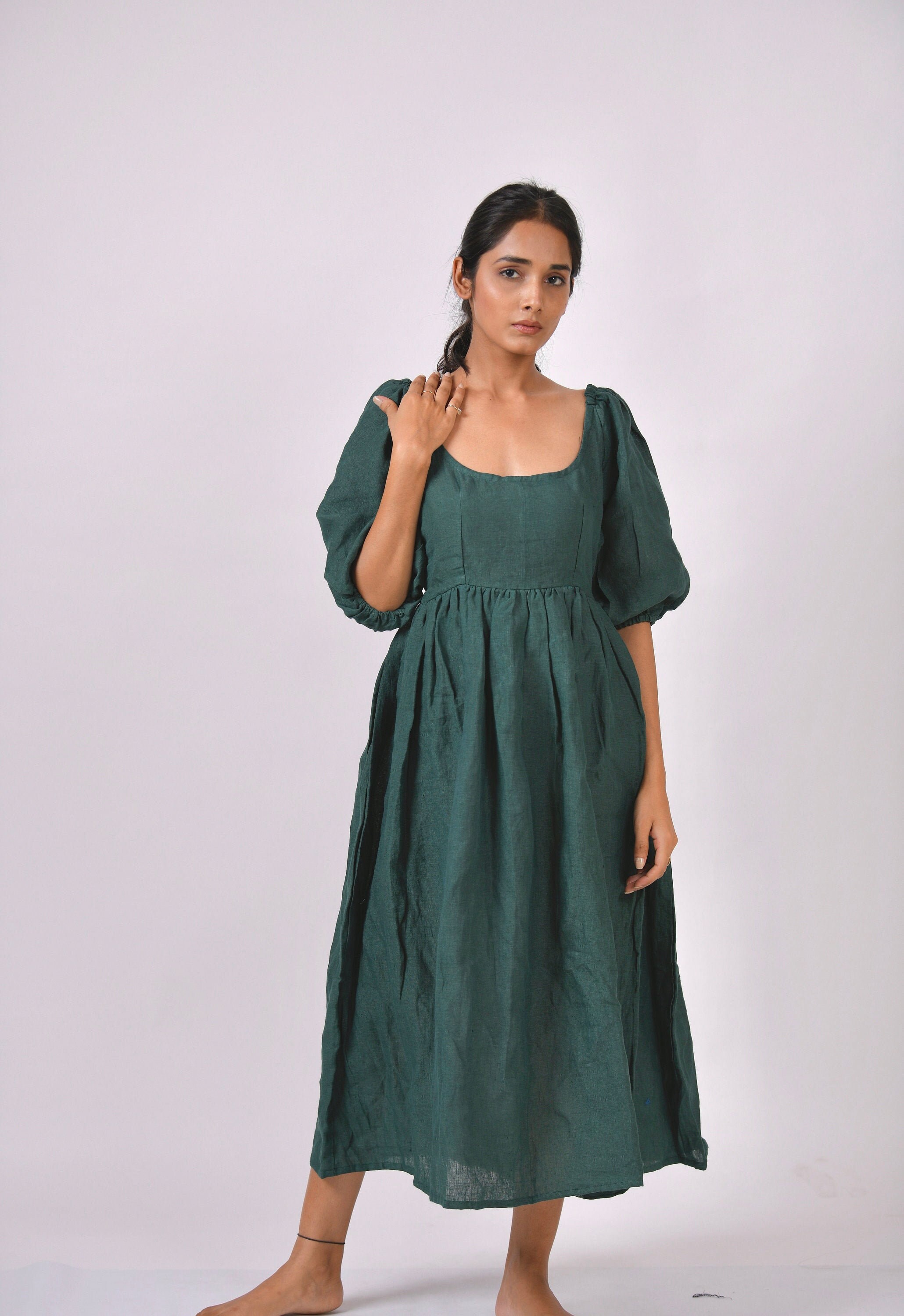 Linen Dress Midi Linen Dress MidiDress With Belt Midi Etsy