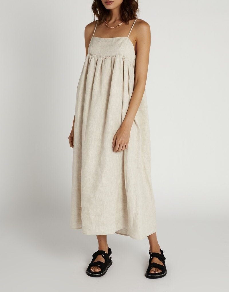 Casual Linen Dress Pure Linen Dress Linen Dress in Beige Etsy