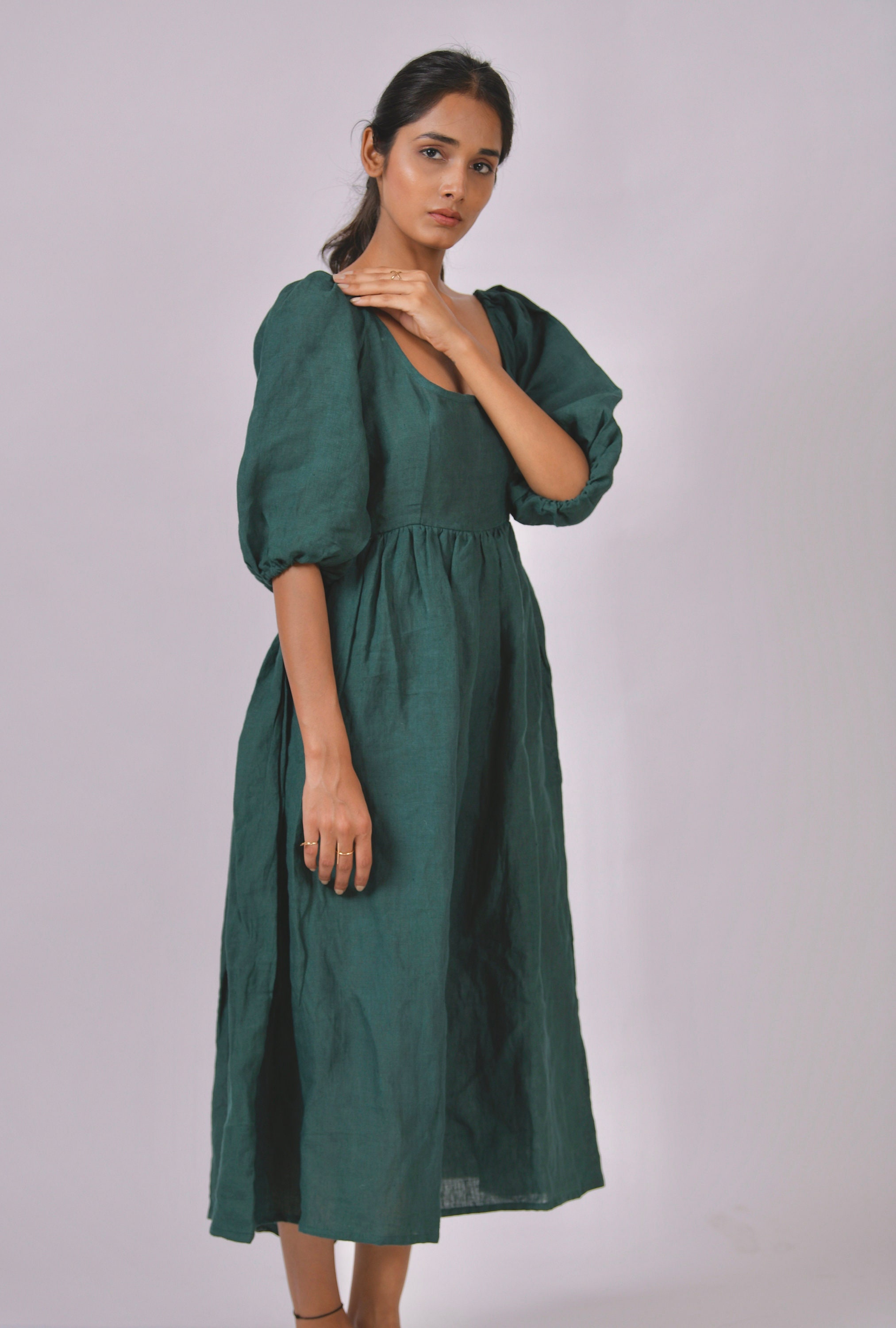 Linen Dress Midi Linen Dress MidiDress With Belt Midi Etsy