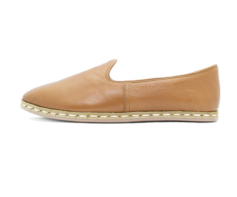 brown slip on flats