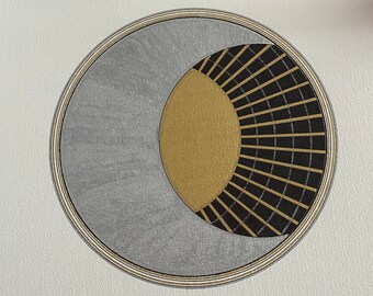 Moon and Sun Original Ink Drawing _Sacred Geometry _Esoteric Art _Alchemy