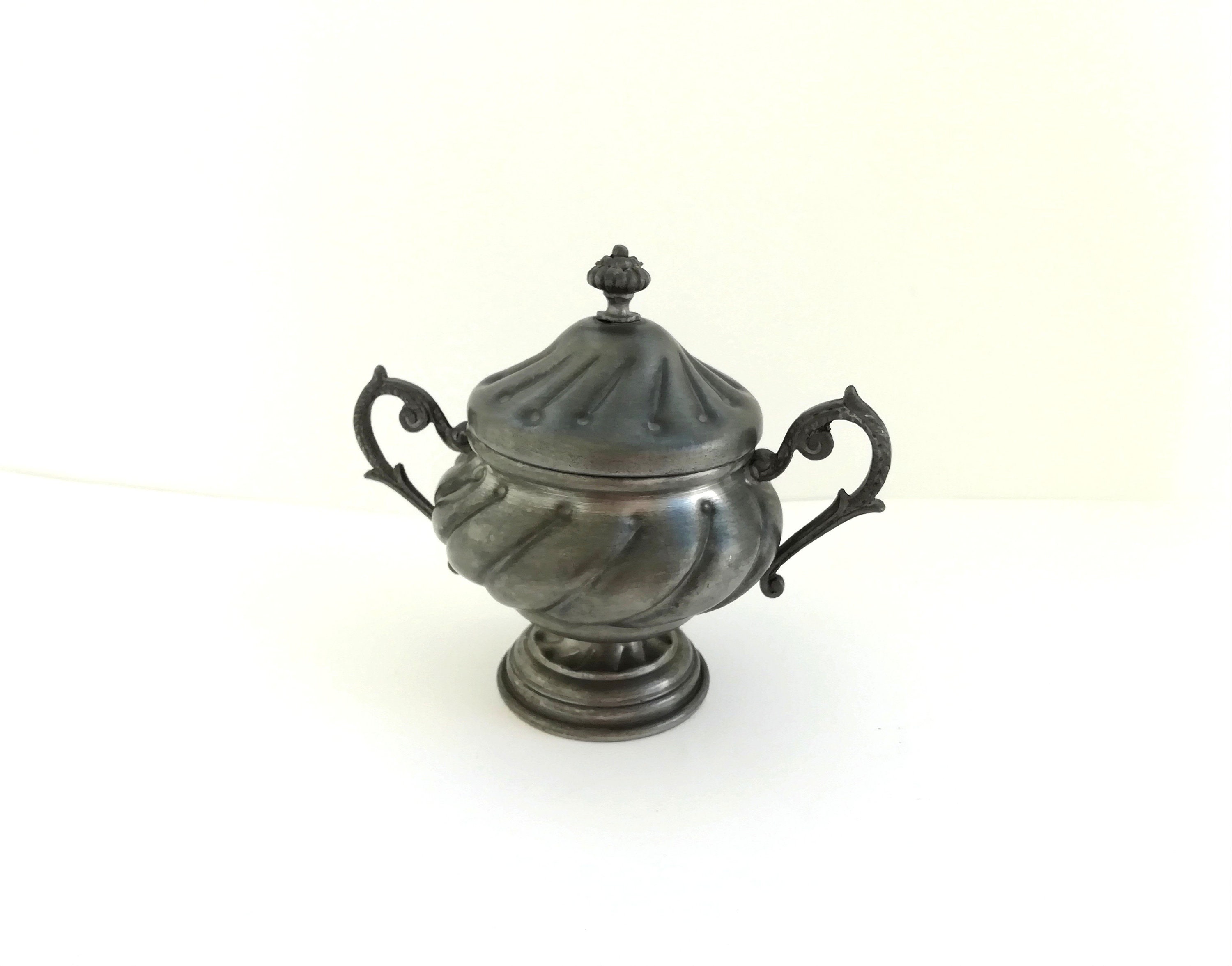 Pewter Sugar Bowl with Lid. Old Sugar Tin Bowl Italian Etsy