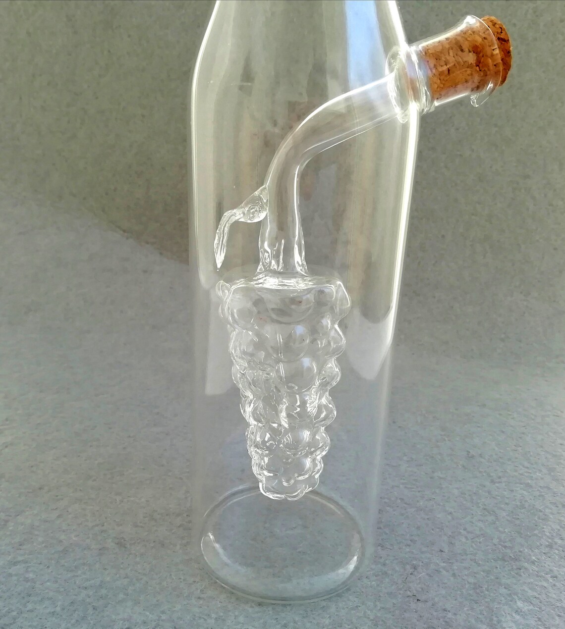 Vintage Blown Glass Oil and Vinegar Combined Bottles with Cork Etsy