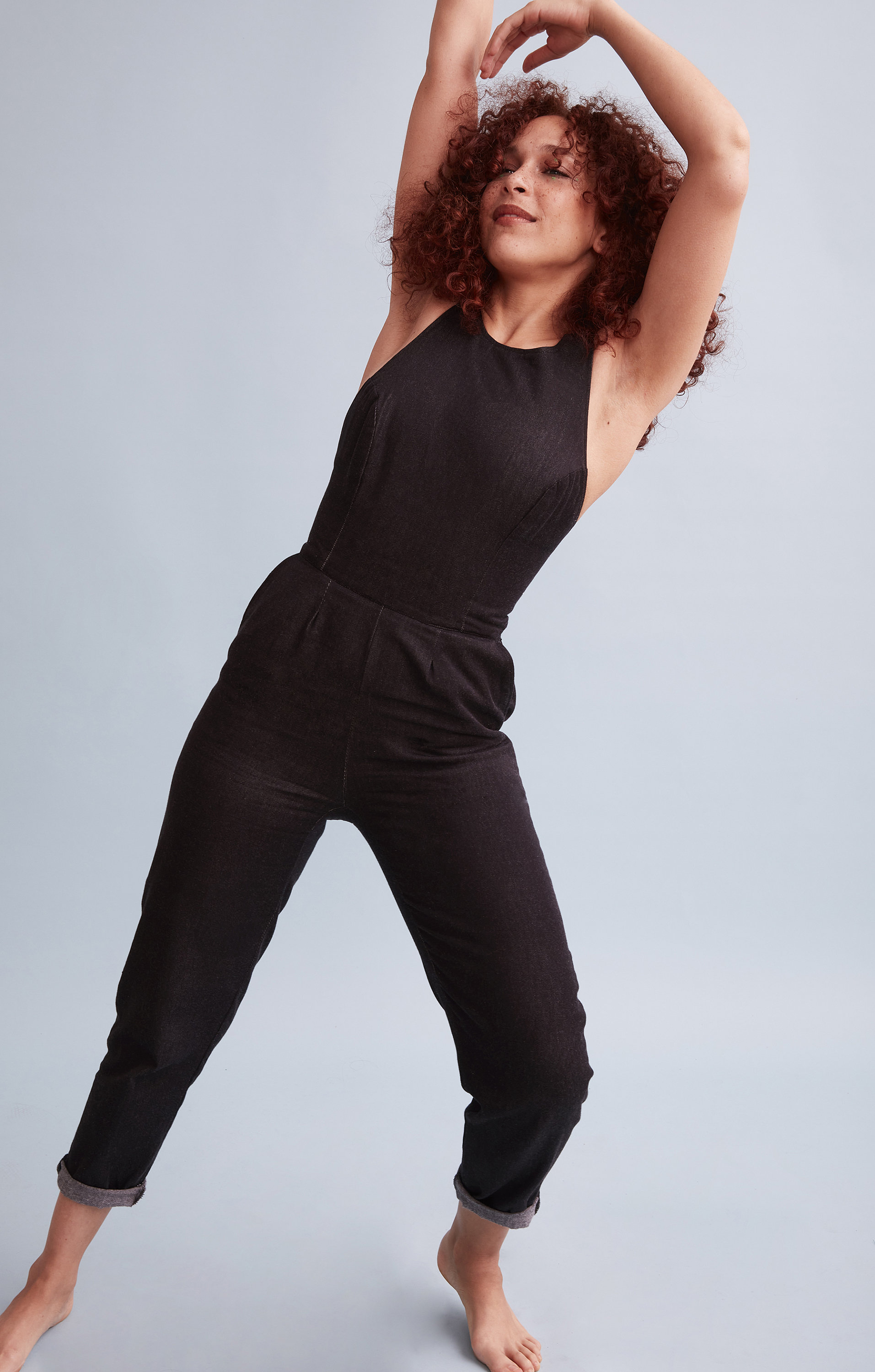 Toiletfriendly Jumpsuit in Black Organic Denim Etsy UK