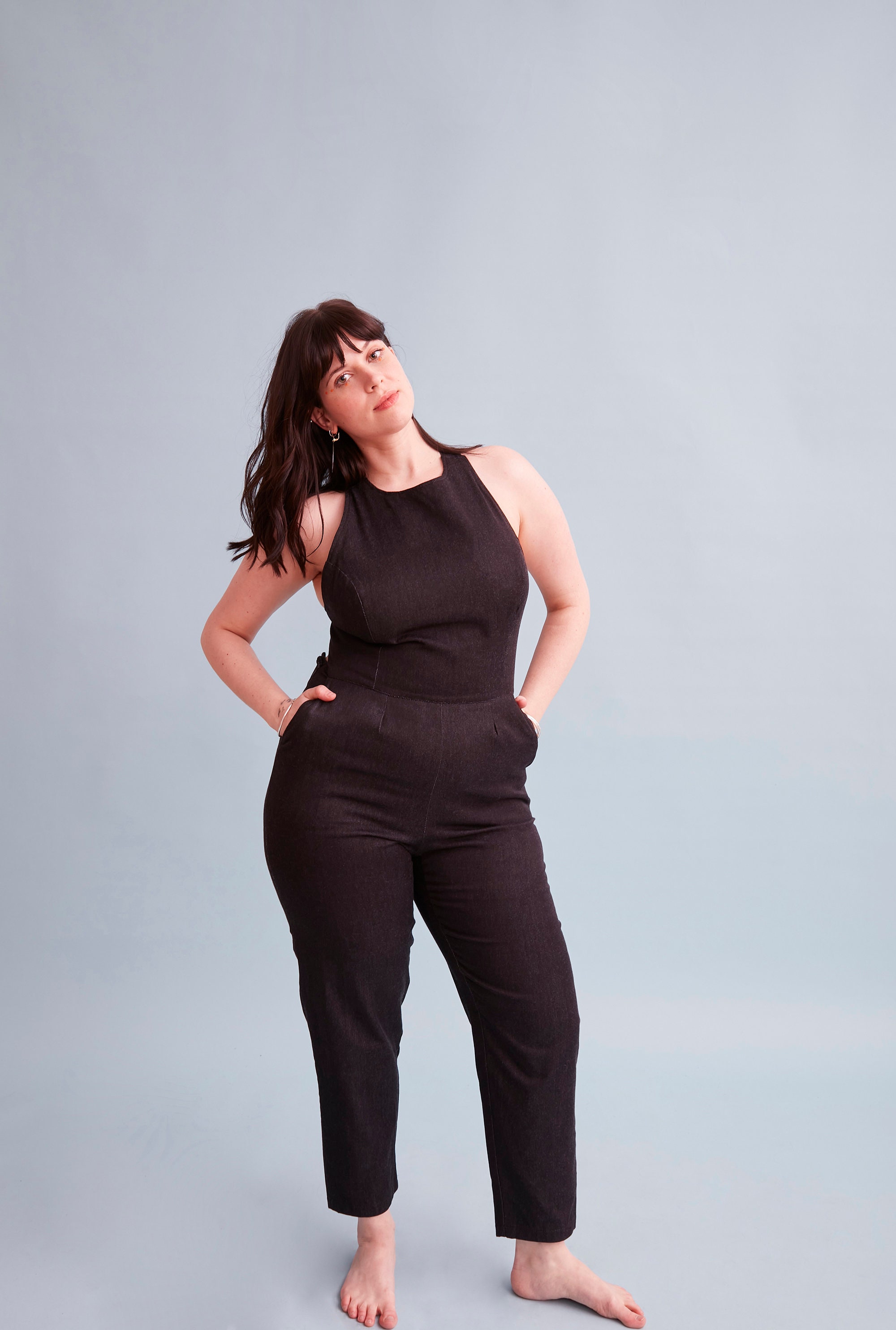 Toiletfriendly Jumpsuit in Black Organic Denim Etsy UK