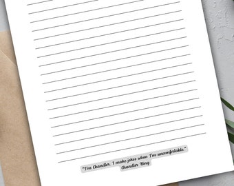 Set Friends Printable Stationary 12 Lined Papers, Printable Writing Paper, Printable Letter Paper, US Letter, Lined, Line Sheet